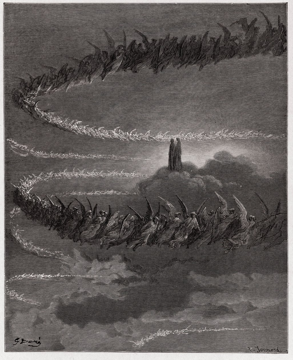 La Divine Comédie, Paradiso, Chant 18 : Dans la sphère de Jupiter, les âmes bienheureuses forment des lettres - par Dante Alighieri (1265-1321) - Illustration de Gustave Doré (1832-1883). - Gustave Dore