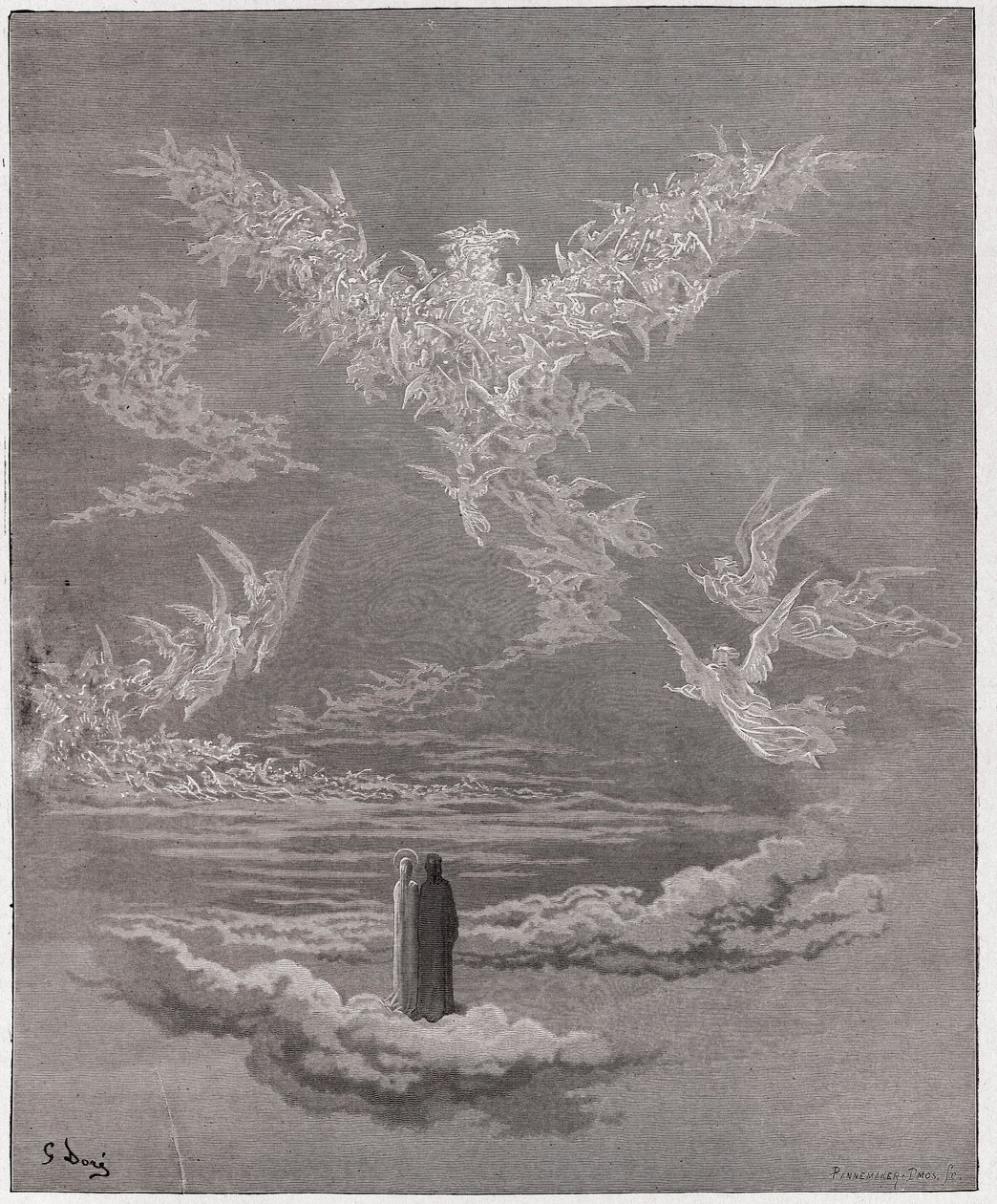 La Divine Comédie, Paradiso, Chant 19 : Les âmes bienheureuses forment un aigle dans le ciel - par Dante Alighieri (1265-1321) - Illustration par Gustave Doré (1832-1883) - Gustave Dore