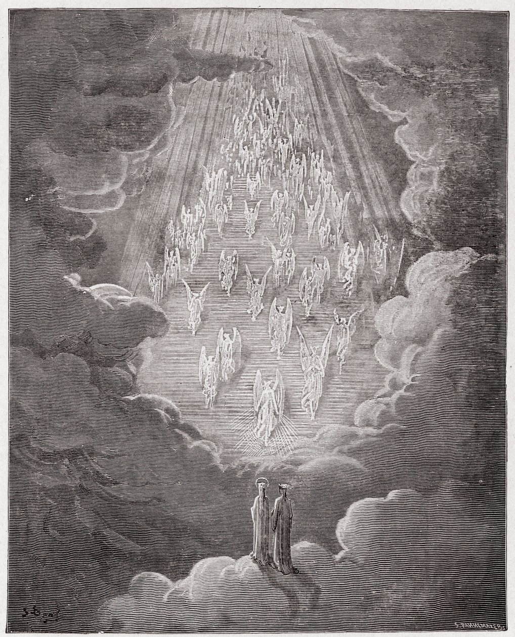 La Divine Comédie, Paradiso, Chant 21 : Béatrice et Dante dans la sphère de Saturne - par Dante Alighieri (1265-1321) - Illustration par Gustave Doré (1832-1883) - Gustave Dore