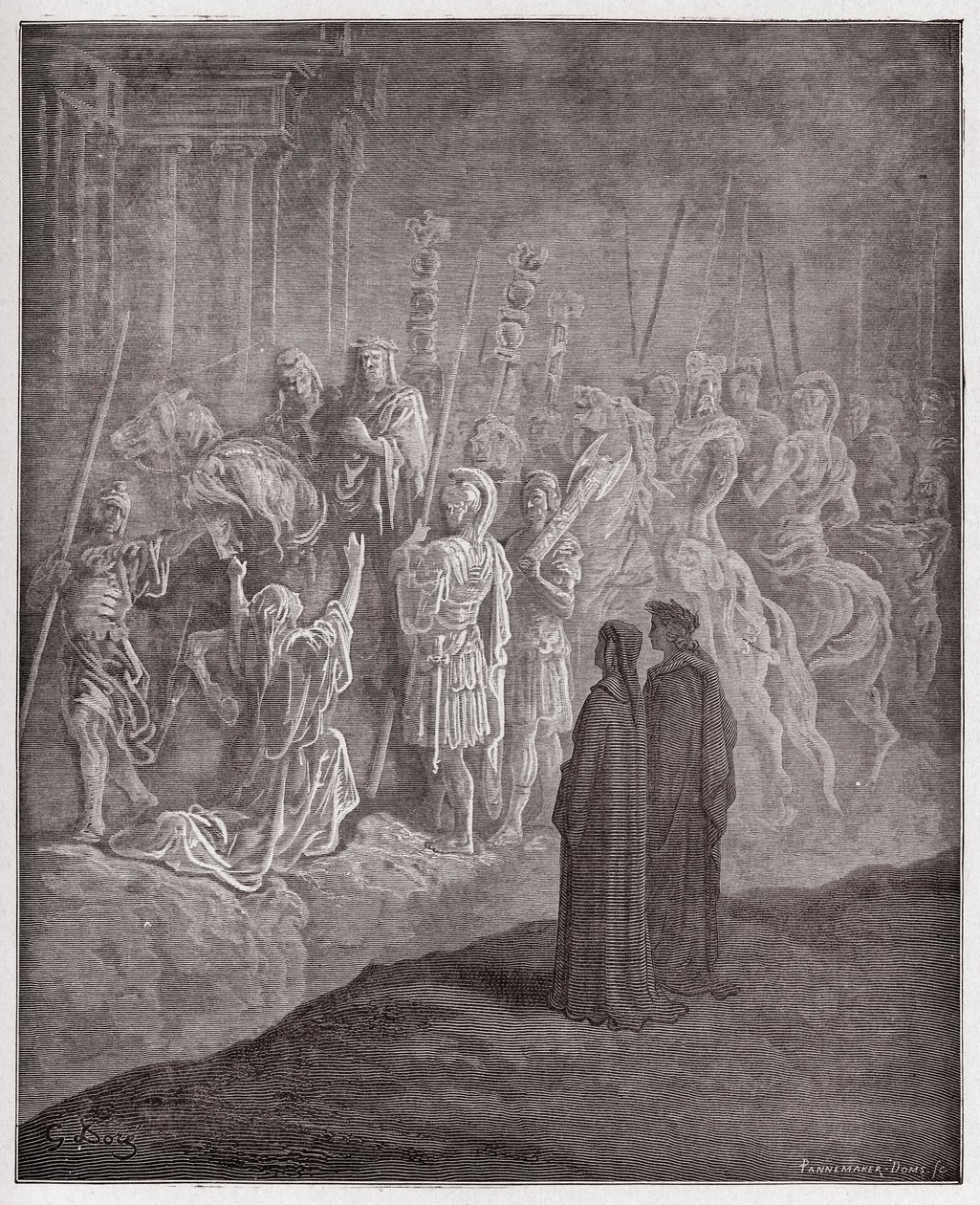 La Divine Comédie, Purgatorio, Chant 10 : Les sculptures en marbre représentant l