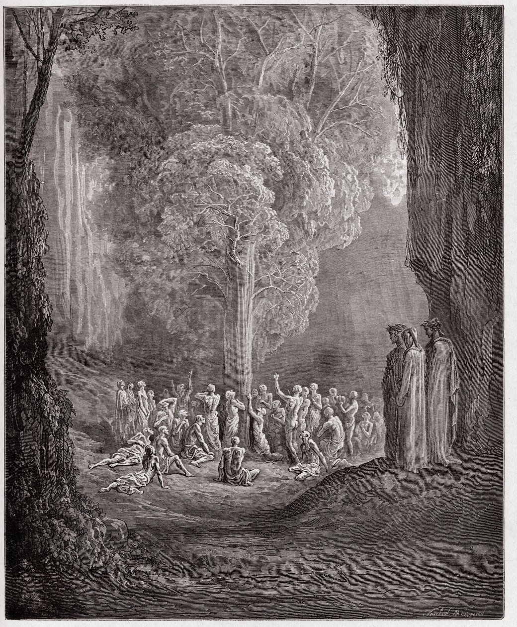 La Divine Comédie, Purgatorio, Chant 24 : Les âmes gourmandes criant sous l