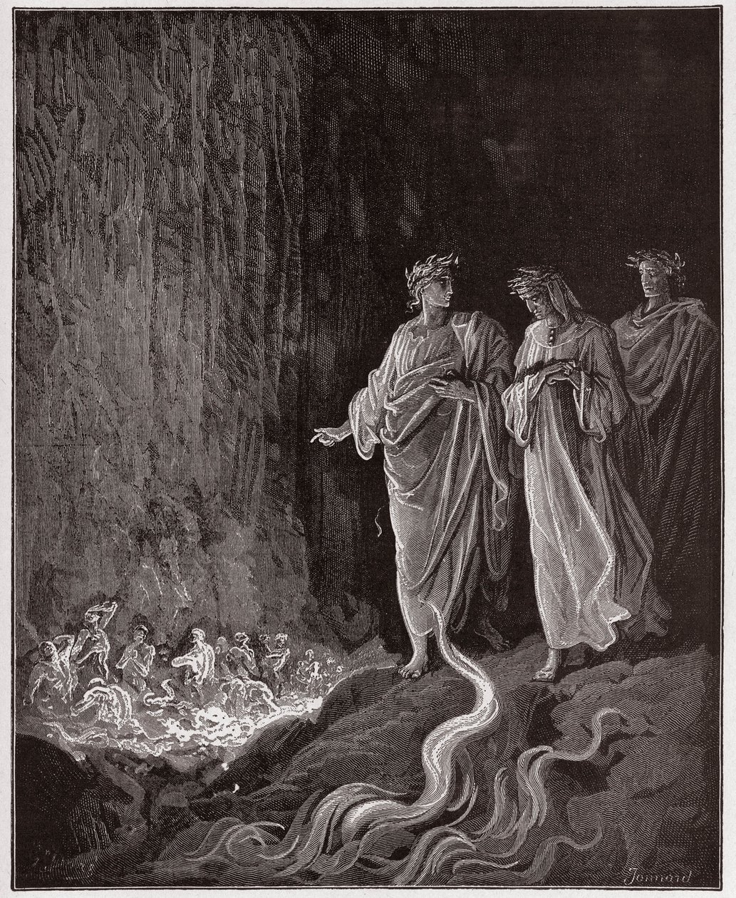 La Divine Comédie, Purgatorio, Chant 25 : Les poètes dans le septième cercle - par Dante Alighieri (1265-1321) - Illustration par Gustave Doré (1832-1883) - Gustave Dore