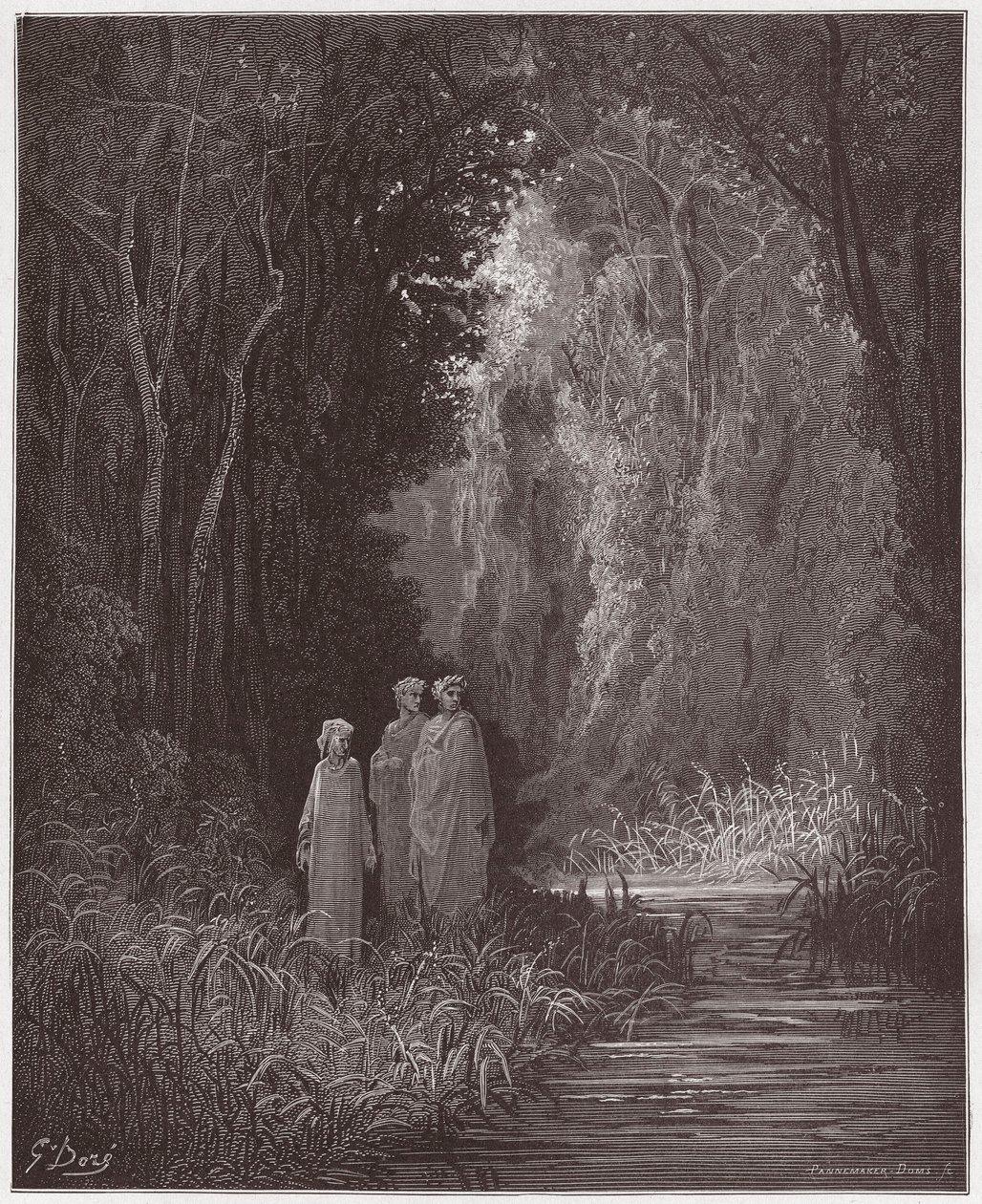 La Divine Comédie, Purgatoire, Chant 28: Dante, Virgile et Stace dans l