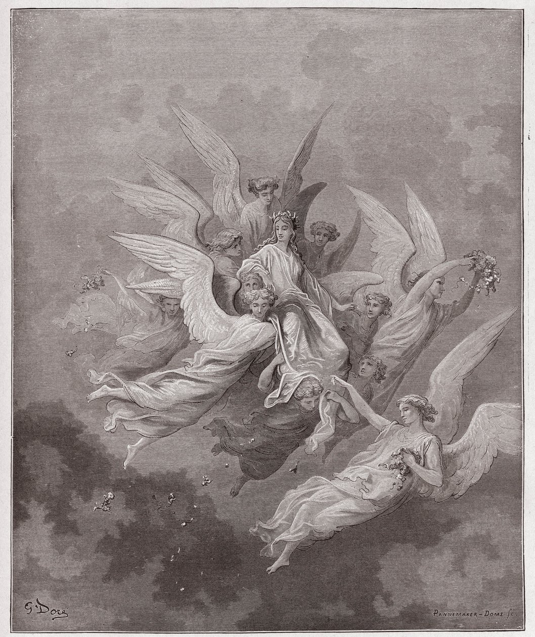 La Divine Comédie, Purgatorio, Chant 30 : Béatrice parmi les anges - par Dante Alighieri (1265-1321) - Illustration de Gustave Doré (1832-1883). - Gustave Dore