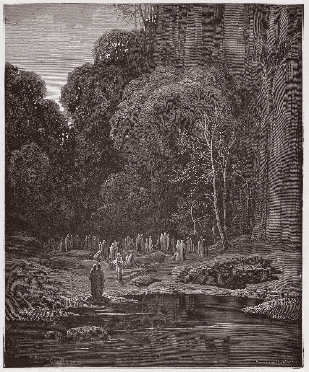 La Divine Comédie, Purgatorio, Chant 5 : Les repentants tardifs chantant le Miserere - par Dante Alighieri (1265-1321) - Illustration de Gustave Doré (1832-1883). - Gustave Dore