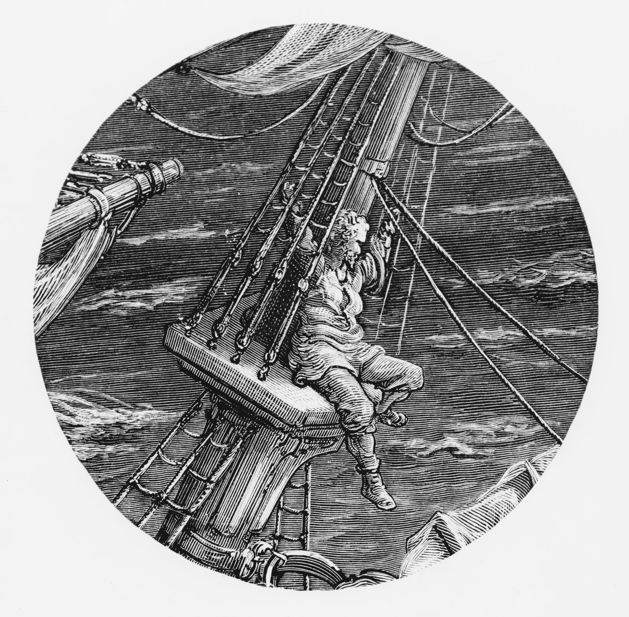 Le marin en haut du pont du navire, scène de 