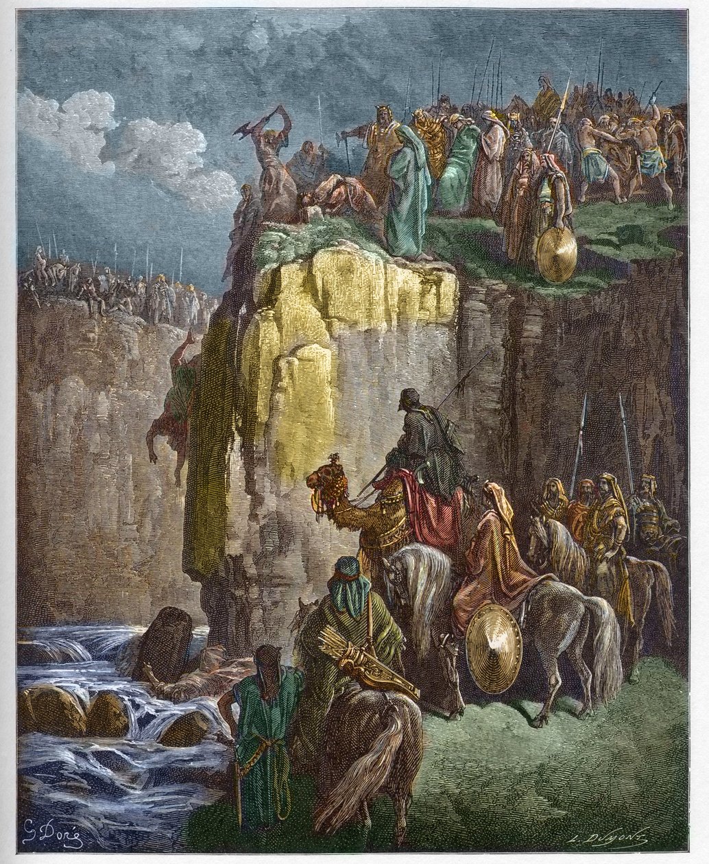 Le massacre des prophètes de Baal - Le prophète Élie fait périr les prêtres de Baal - gravure dans « La Bible illustrée » par Gustave Doré (1832-1883) - Gravure de « La Bible de Doré » - Gustave Dore