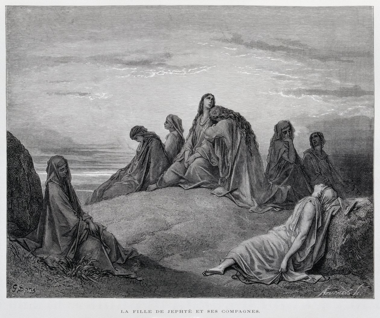 Les filles de Jephté, Illustration de la Bible de Doré - Gustave Dore