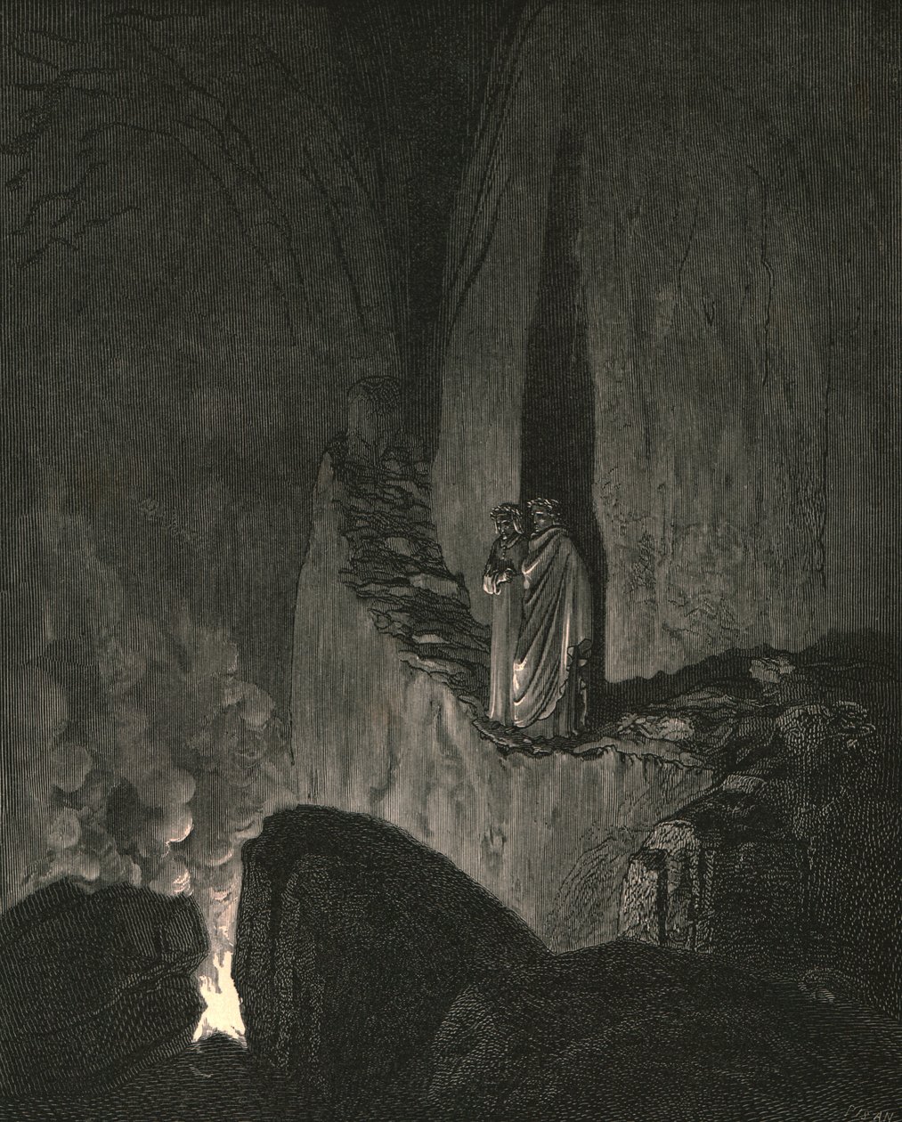 Le guide, qui remarqua comment je regardais attentivement, commença ainsi, c1890 - Gustave Dore