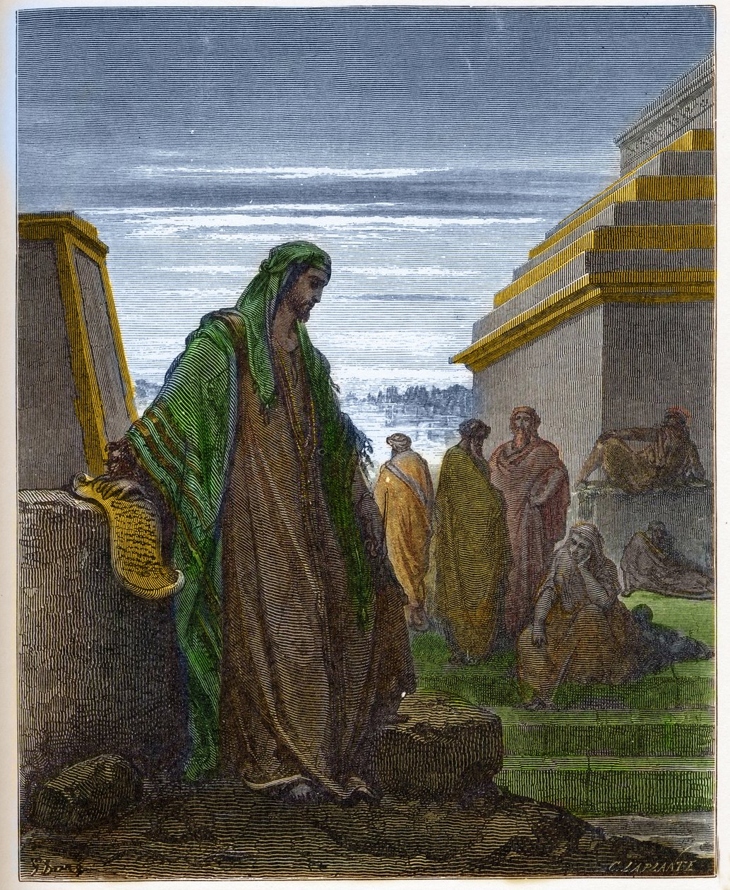 Le prophète Daniel - gravure dans « La Bible illustrée » par Gustave Doré (1832-1883) - Gravure de « La Bible de Doré » - Gustave Dore