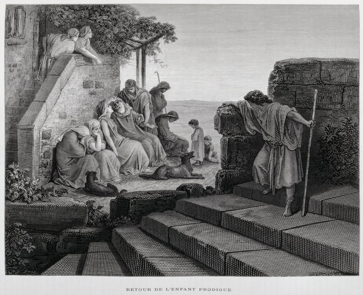 Le retour du fils prodigue, Illustration de la Bible de Doré - Gustave Dore