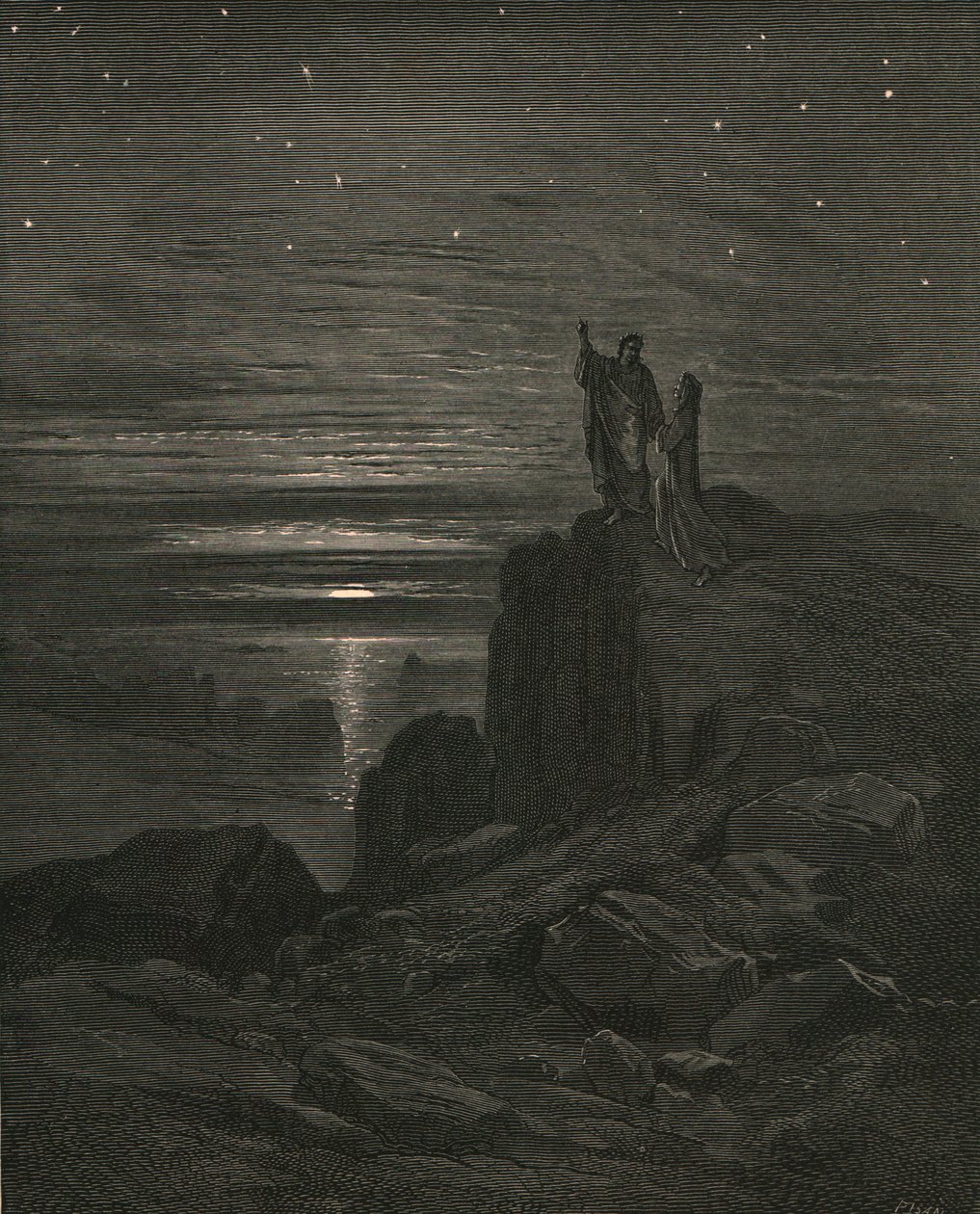 Puis sortant, nous avons de nouveau vu les étoiles, vers 1890 - Gustave Dore