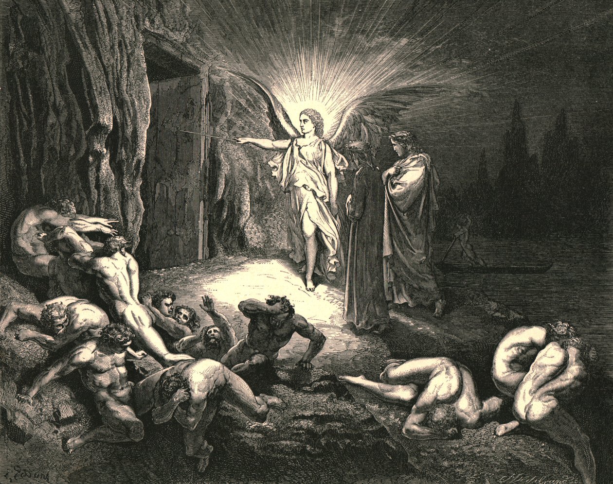 À la porte il arriva, et avec sa baguette il la toucha, vers 1890 - Gustave Dore