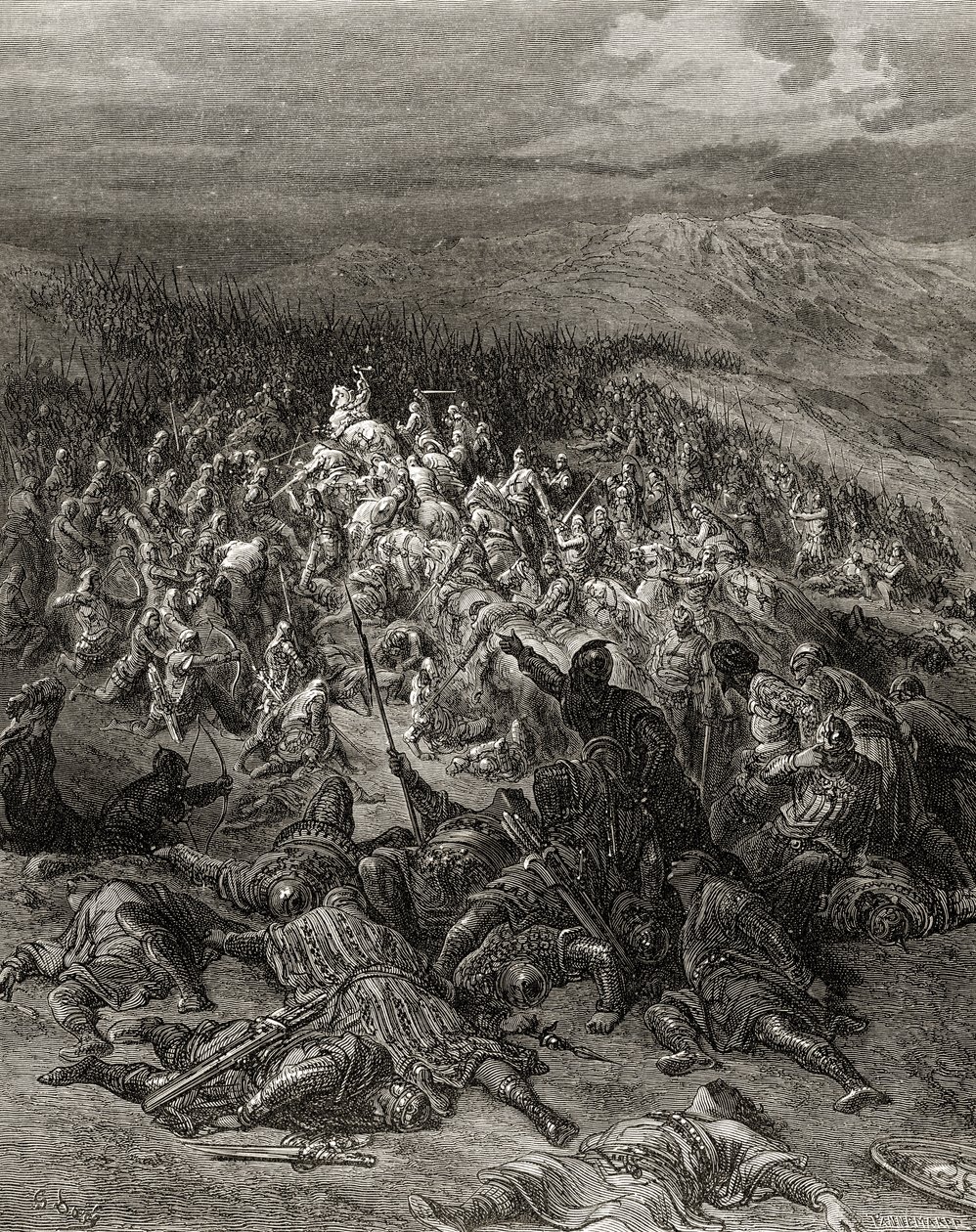 Deux cents chevaliers attaquent vingt mille Sarrasins, illustration de 