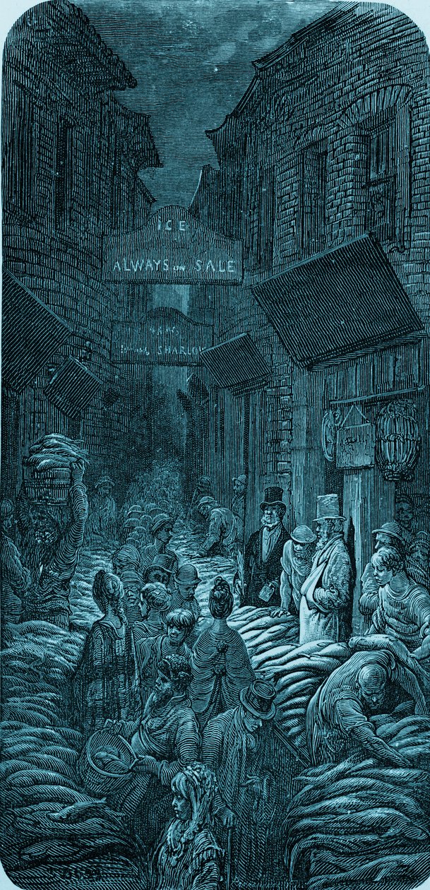 Marché aux poissons victorien, gravure de Gustave Doré - Gustave Dore