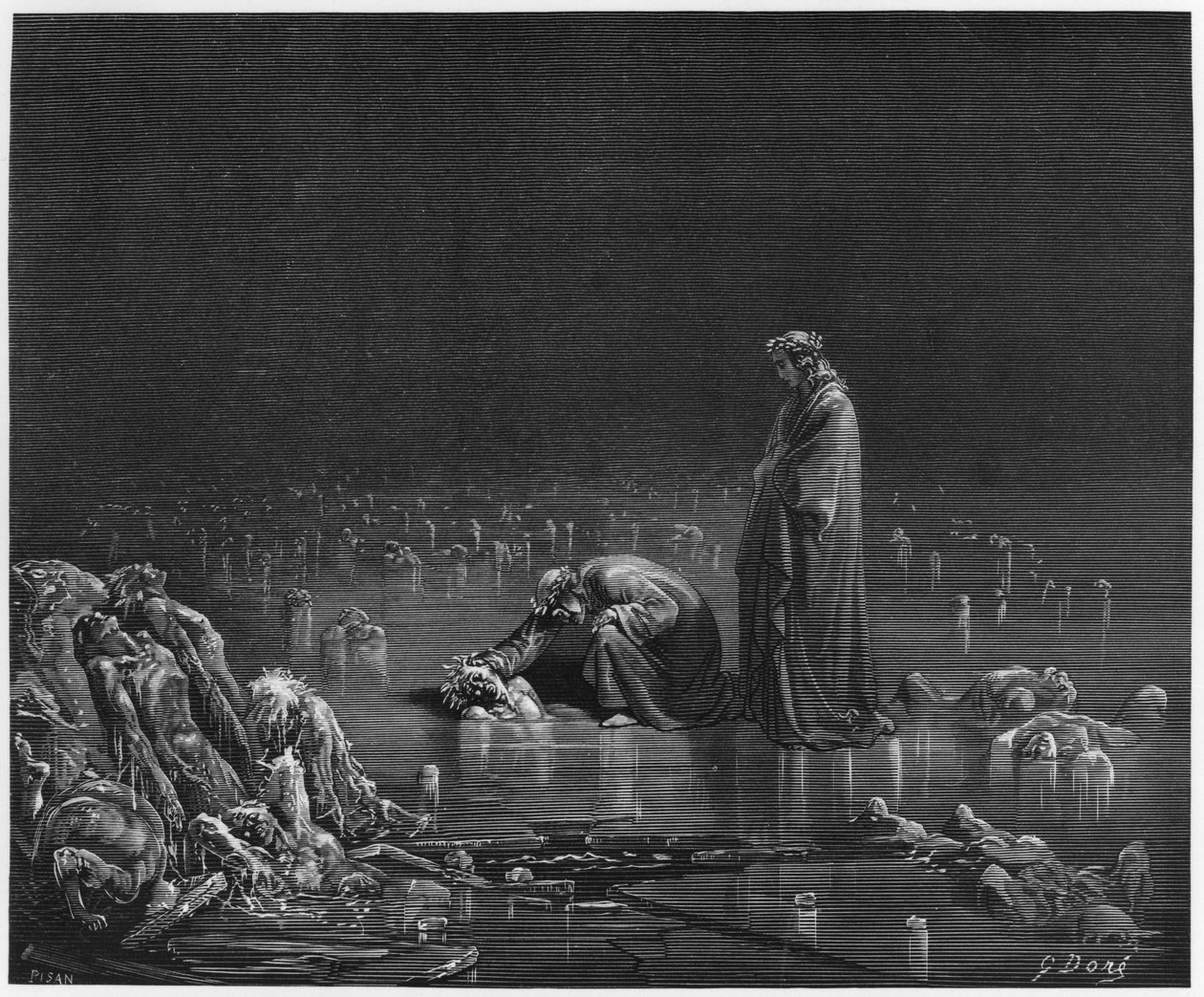 Virgile (70-19 av. J.-C.) et Dante, illustration de 