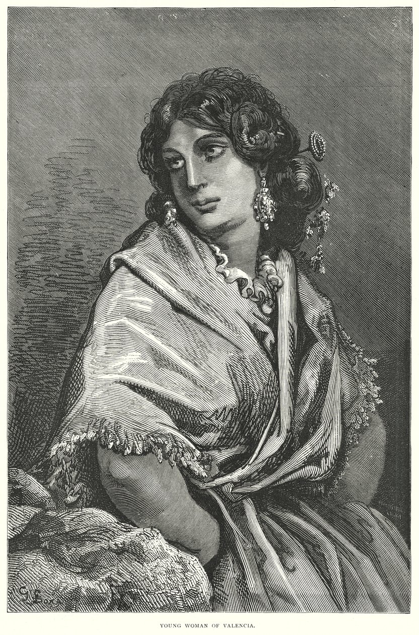 Jeune femme de Valence (gravure) - Gustave Dore