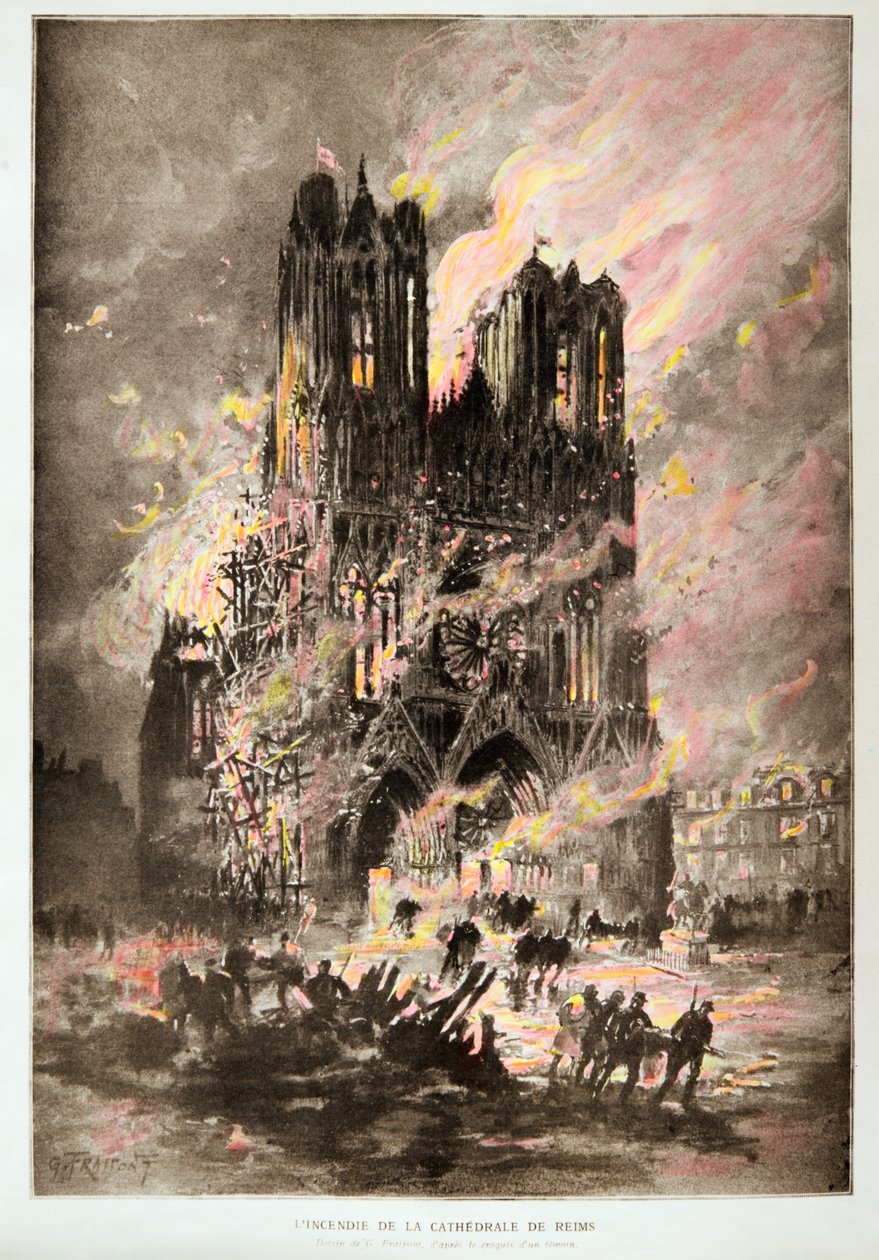 La cathedrale de Reims en feu - Gustave Fraipont