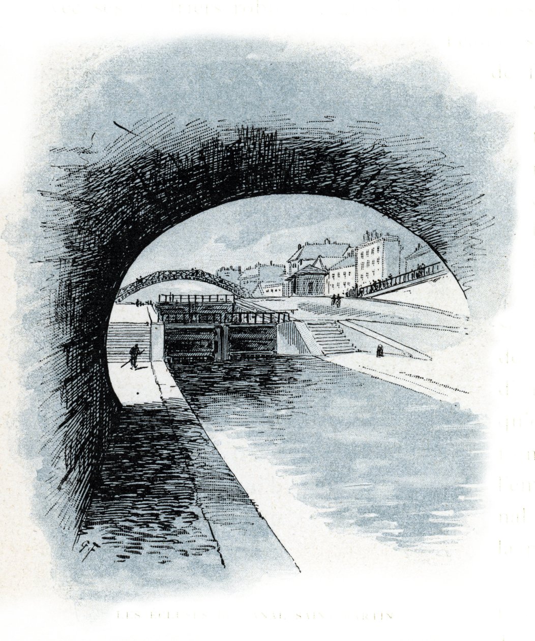 Les écluses du canal Saint-Martin, Paris (dessin de Gustave Fraipont) - Gustave Fraipont