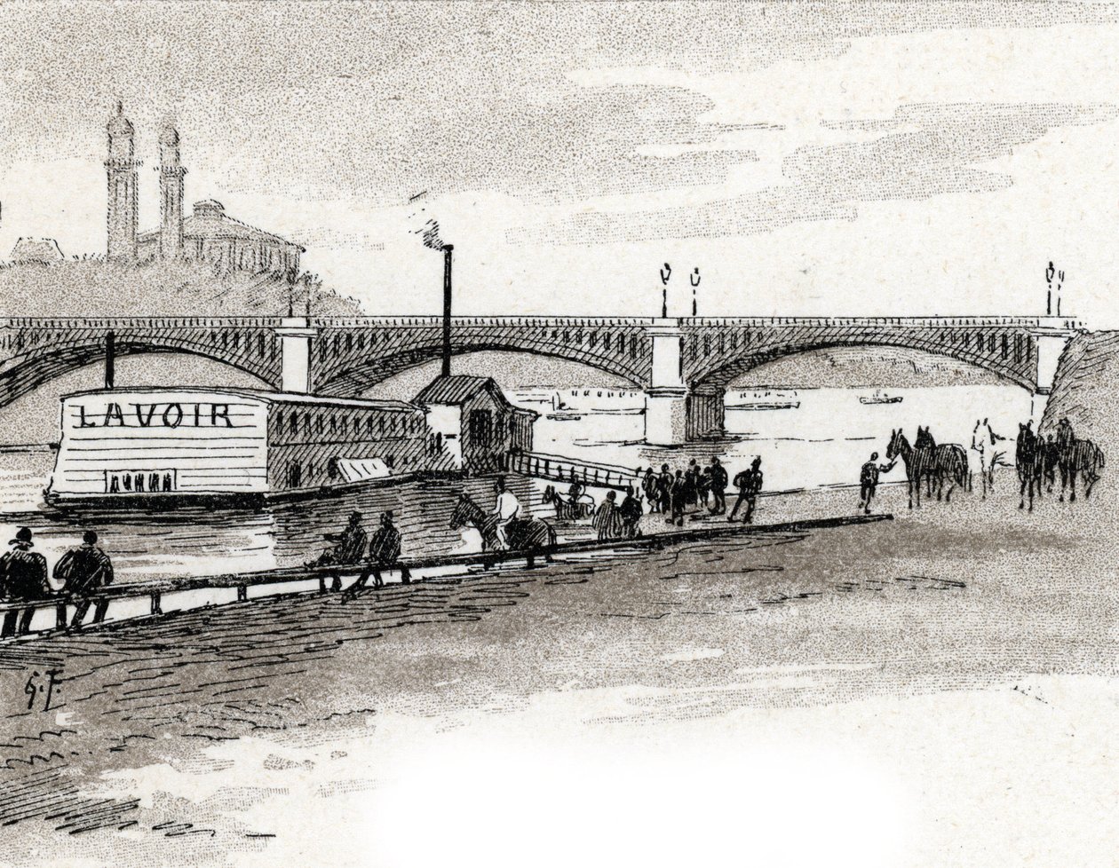 Vue du pont de Grenelle à Paris (dessin de Gustave Fraipont) - Gustave Fraipont
