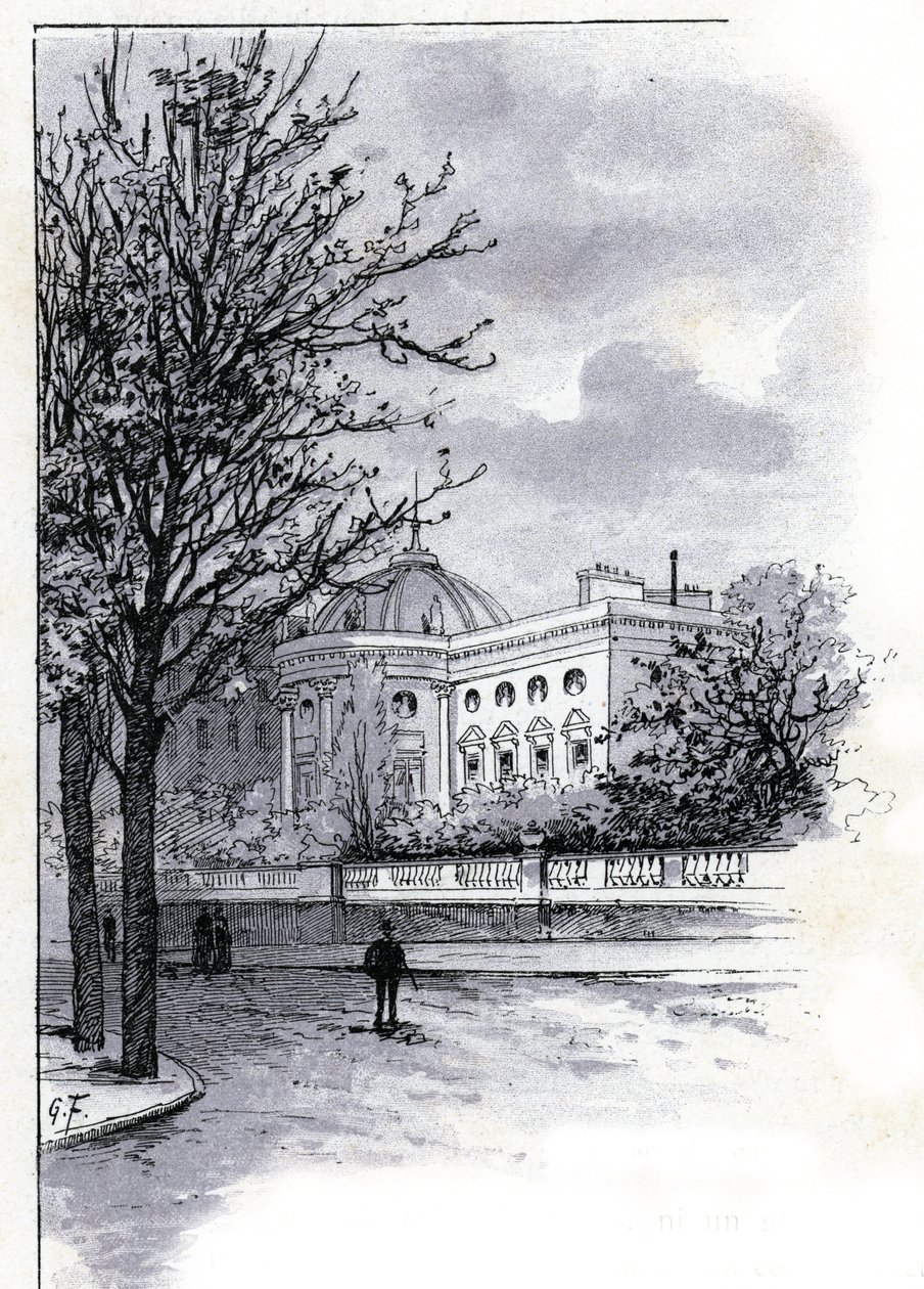 Vue du Palais de la Légion d'Honneur (Hôtel de Salm) à Paris. Dessin de ...