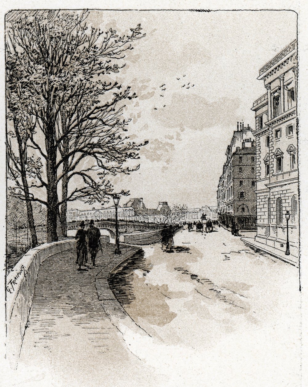 Vue du Quai des Orfèvres, Île de la Cité, Paris - Gustave Fraipont