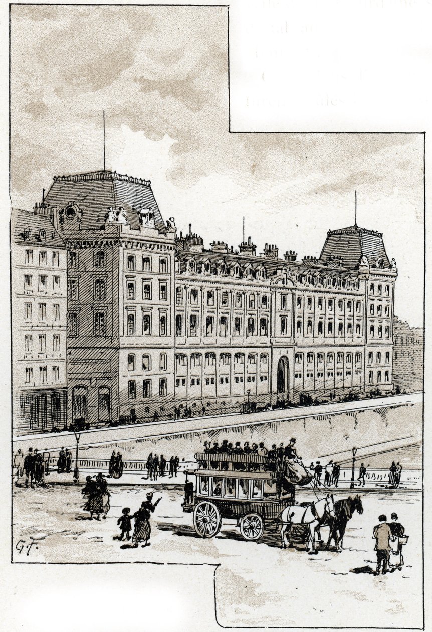 Vue du commissariat de police sur le quai des Orfèvres, Paris (dessin de Gustave Fraipont) - Gustave Fraipont