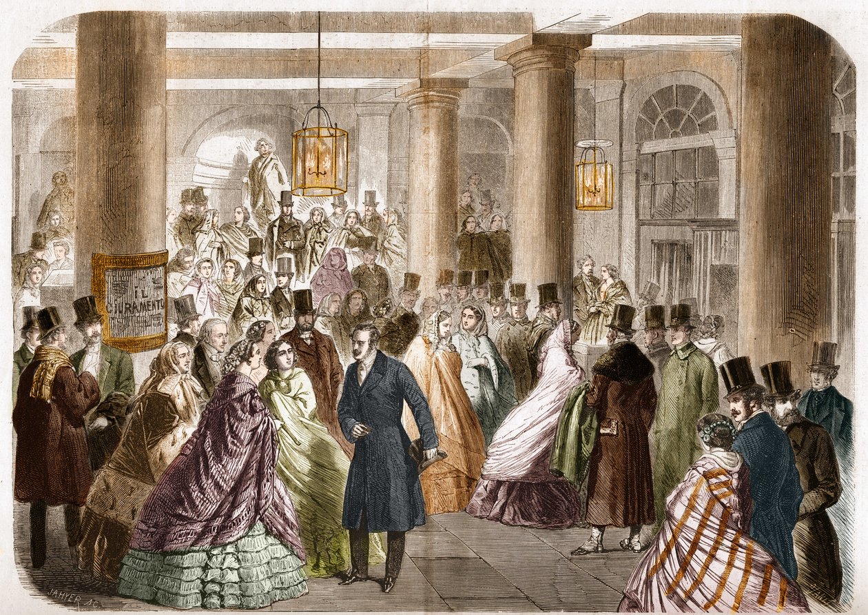 Le théâtre italien (Salle Ventadour) à Paris en 1858. Dessin de Gustave Janet, gravure de Jahyer. - Gustave Janet