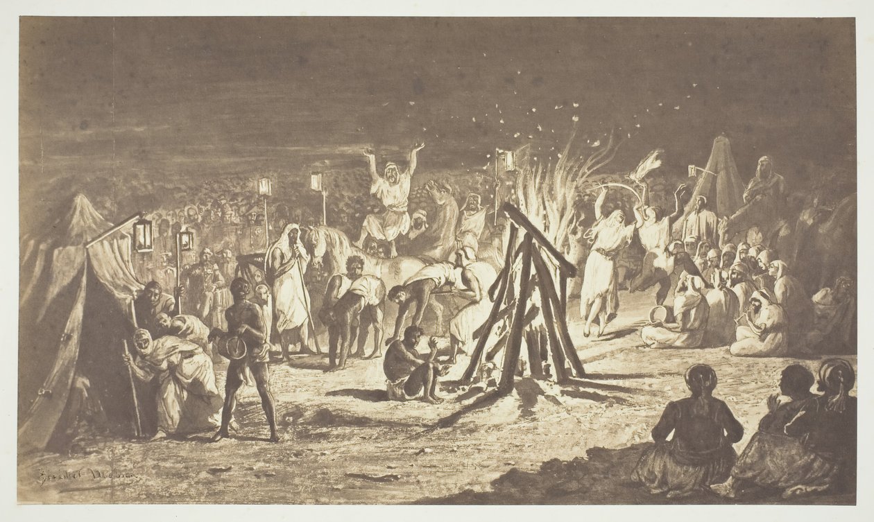 Sans titre [Peinture des feux de camp au Camp de Chalons par Bénédict Masson], 1857 - Gustave Le Gray