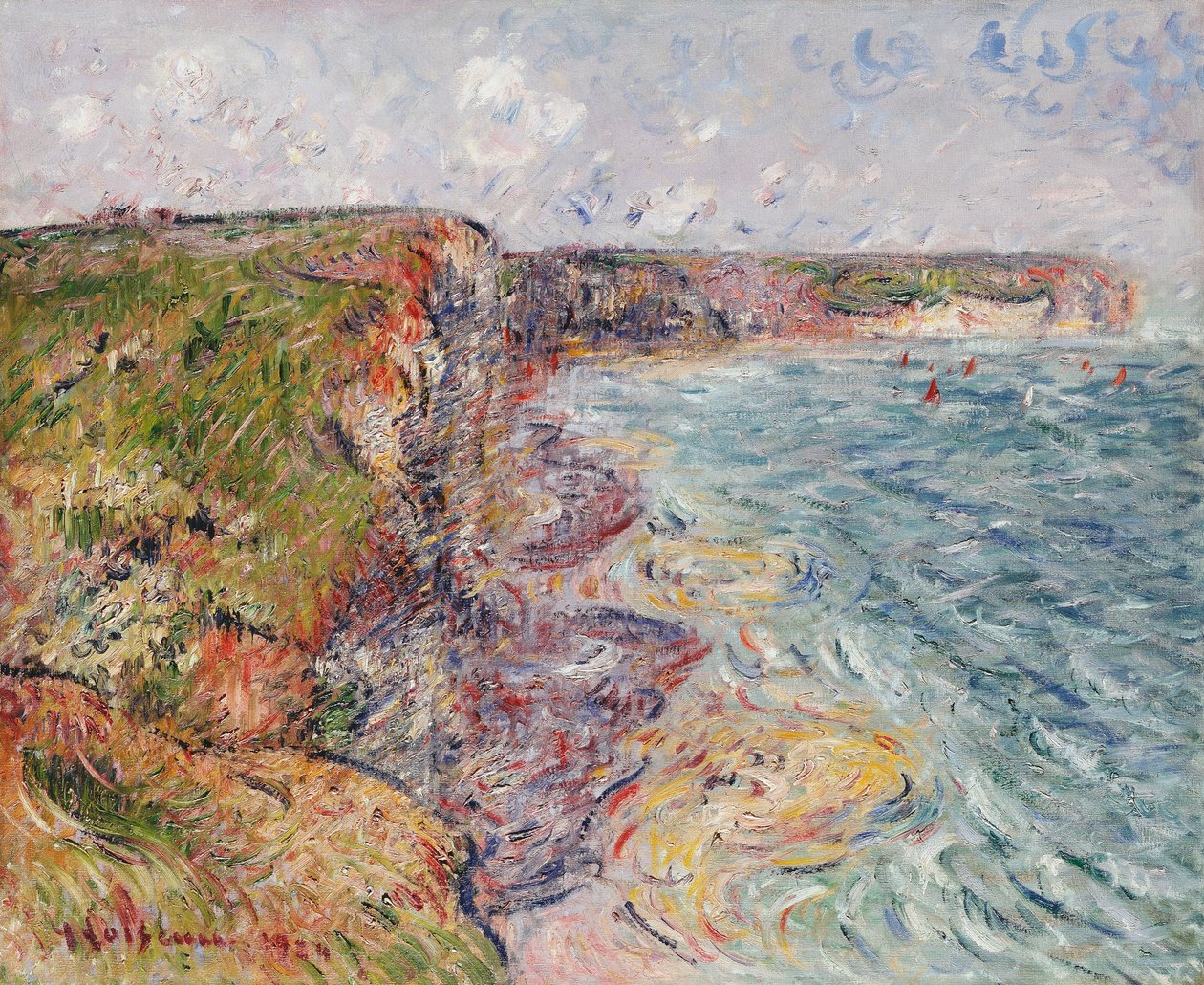 Voiliers près des Falaises, Yport - Gustave Loiseau