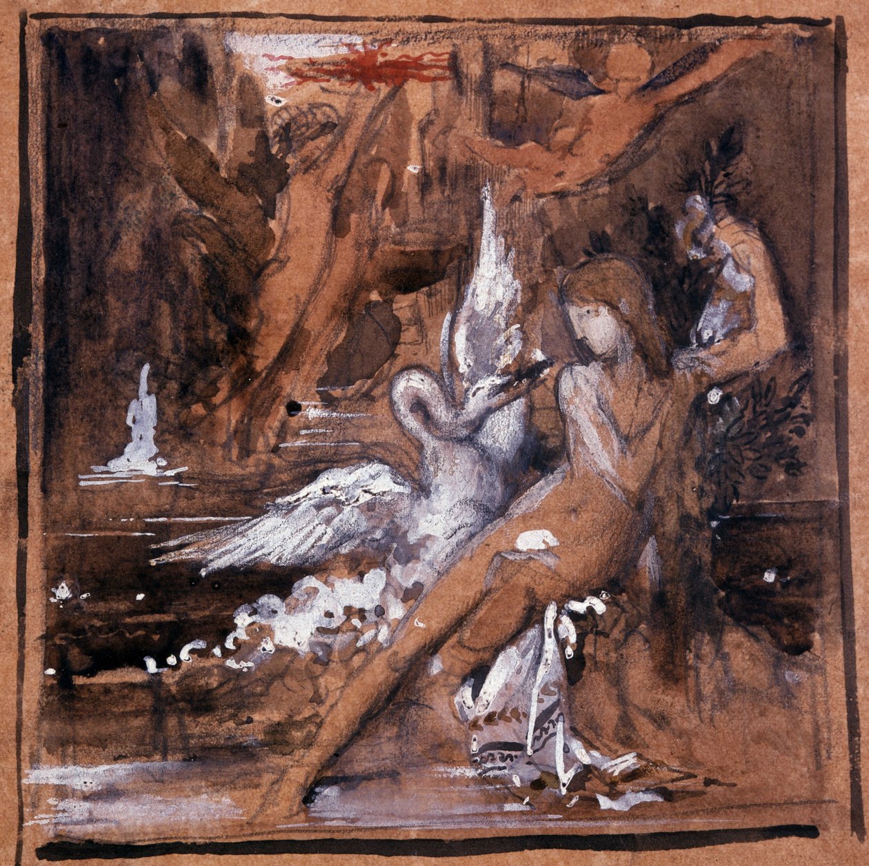Léda et le cygne. Dessin de Gustave Moreau (1826-1898) - Gustave Moreau