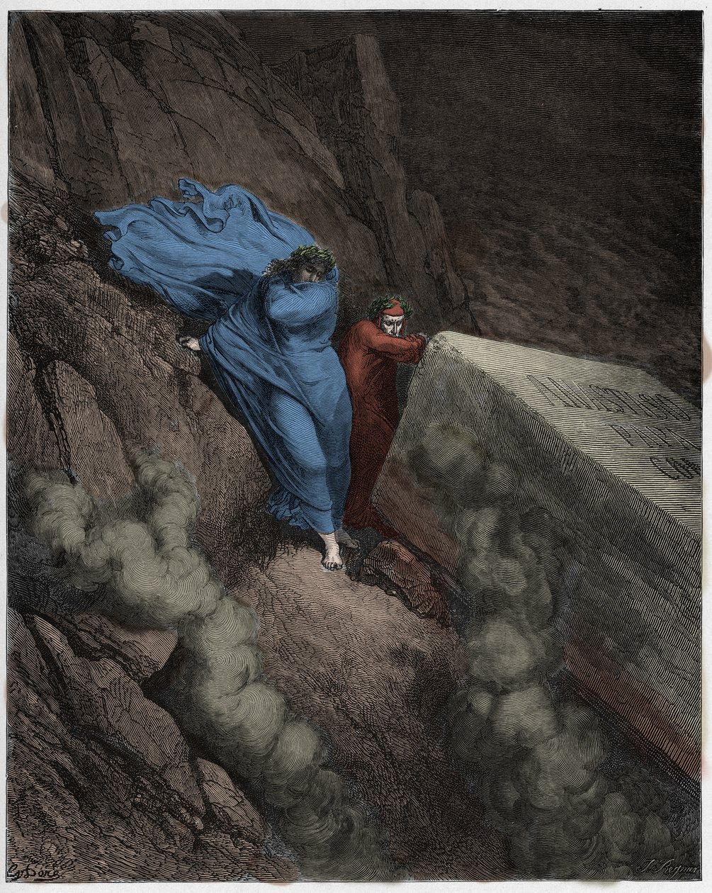Inferno, Chant 11 : La tombe brûlante du pape Anastase II, illustration de La Divine Comédie de Dante Alighieri, 1885 - Gustave after Dore