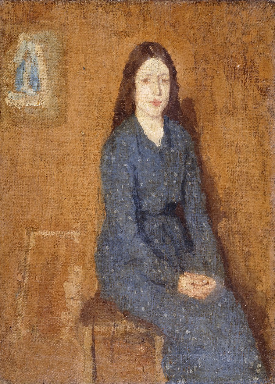 Jeune Fille Assise en Robe Bleue à Pois - Gwen John