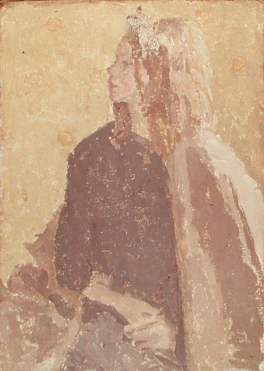 Fille de profil (huile et craie sur toile) - Gwen John