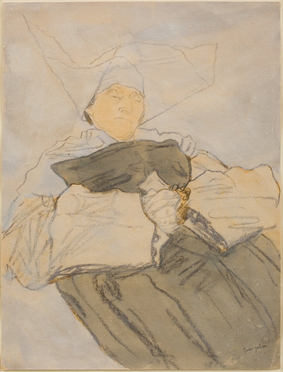 Nonne endormie, vers 1916-18 (Fusain, aquarelle et gouache) - Gwen John