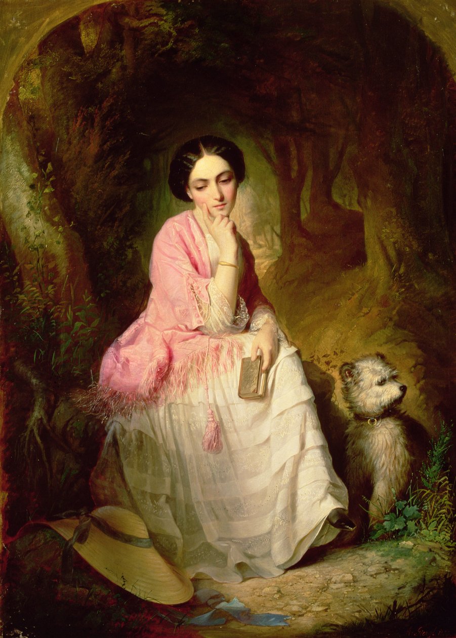 Femme assise dans une clairière forestière - Gyorgyi Giergl Alajos