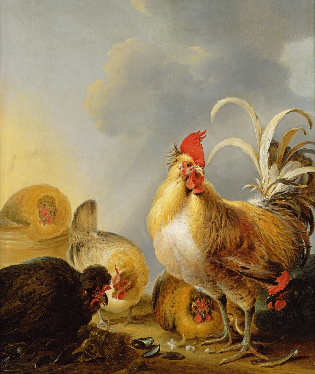 Un groupe de volailles de basse-cour - Gysbert Hondecoeter