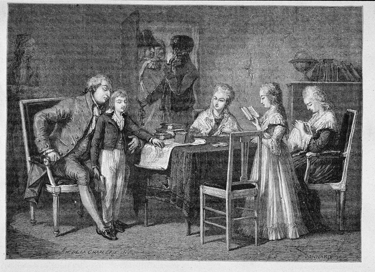 Les passe-temps de la famille royale française dans le Temple, gravés par Jonnard - H. de la Charlerie