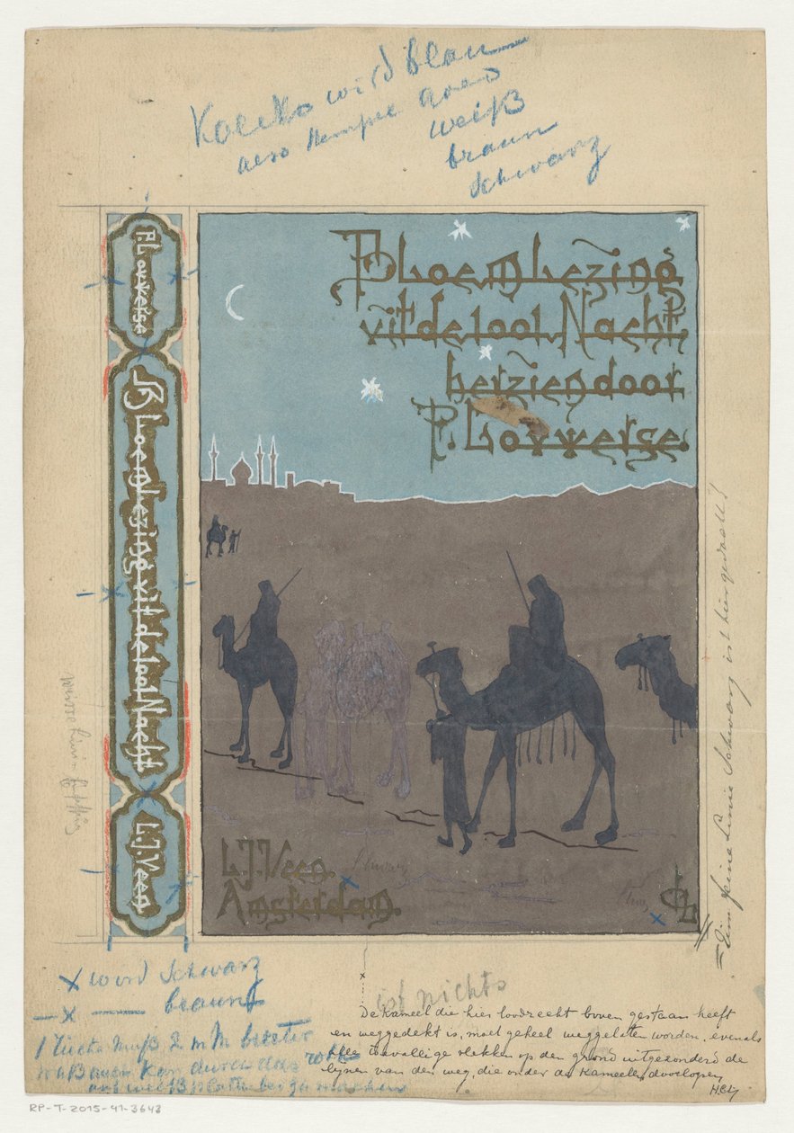 Conception de couverture pour : Pieter Louwerse, Anthologie des Mille et Une Nuits, 1910 - H.C. Louwerse (signed by artist)