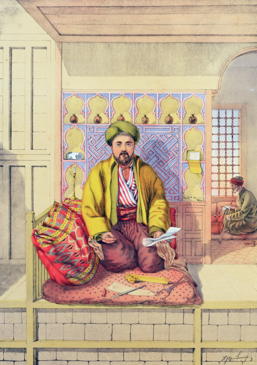 Un scribe turc, gravé par Charles Parsons, 1862 - H.J. van Lennep