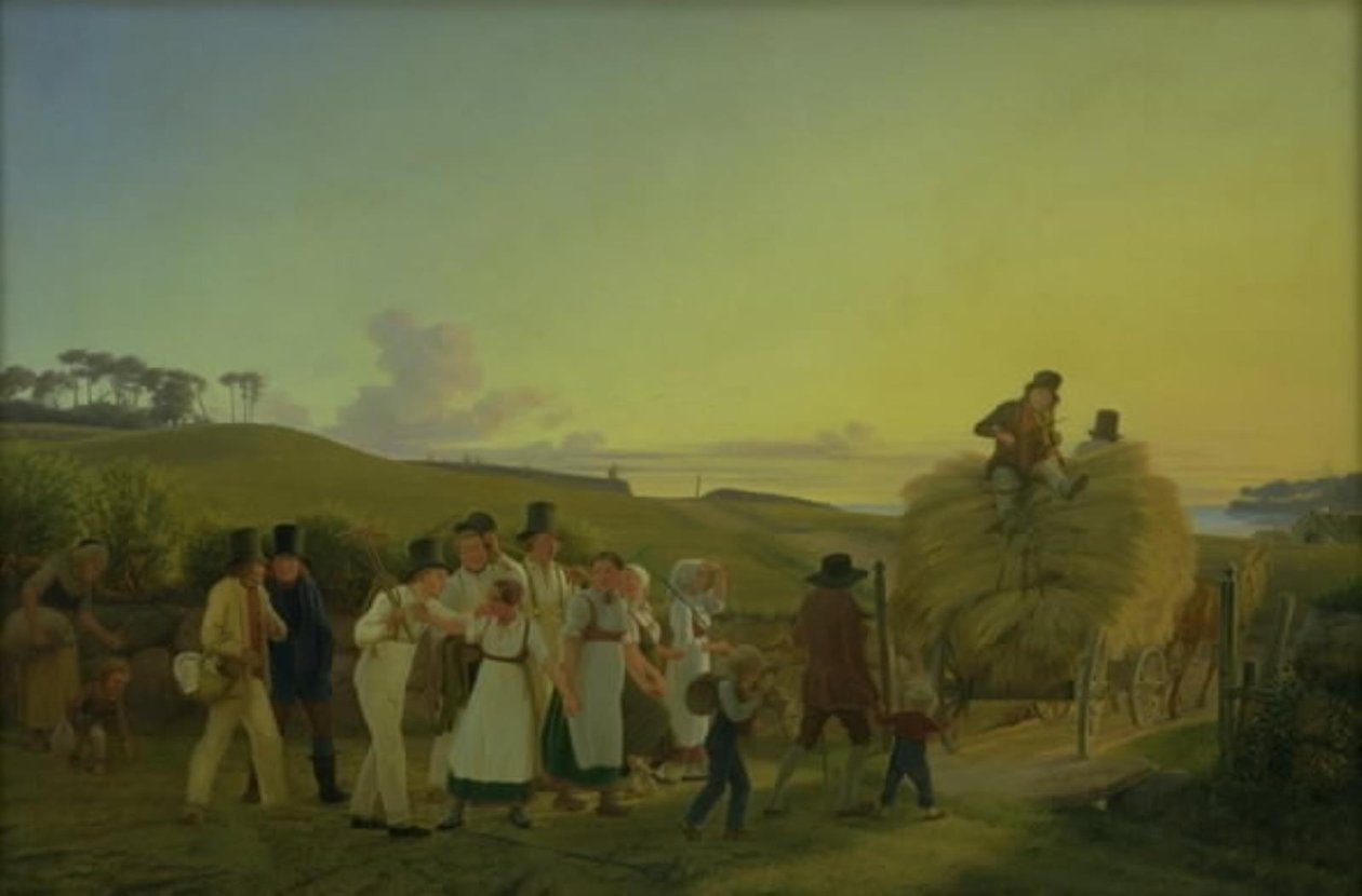 Paysans rentrant des champs avec la dernière charrette de blé - H.J. Hammer