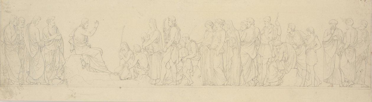 Le Sermon sur la montagne. Composition de frise avec étude pour un relief divergent dans l