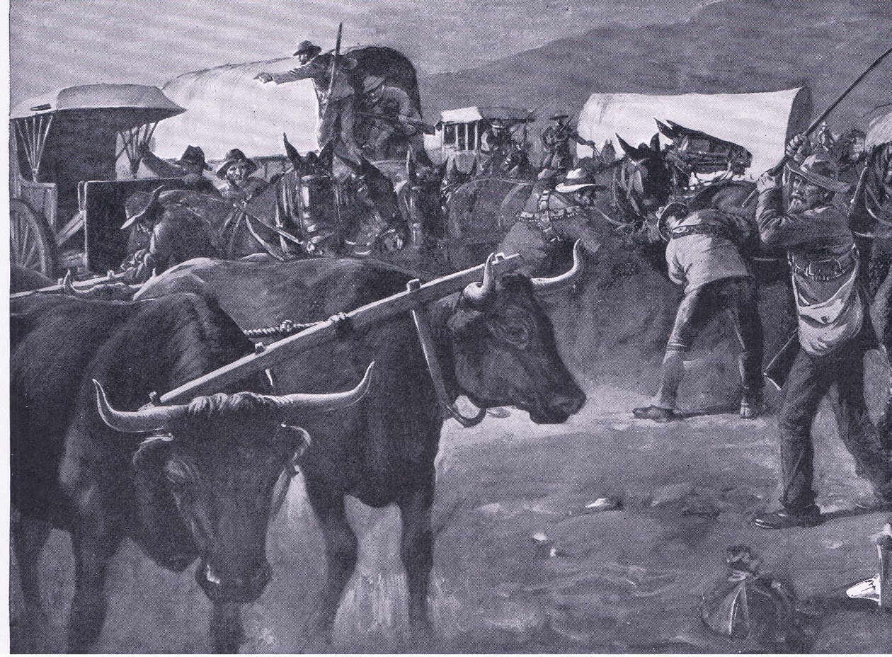 Un attelage précipité, illustration de Après Pretoria : La Guerre de guérilla - H. Dixon