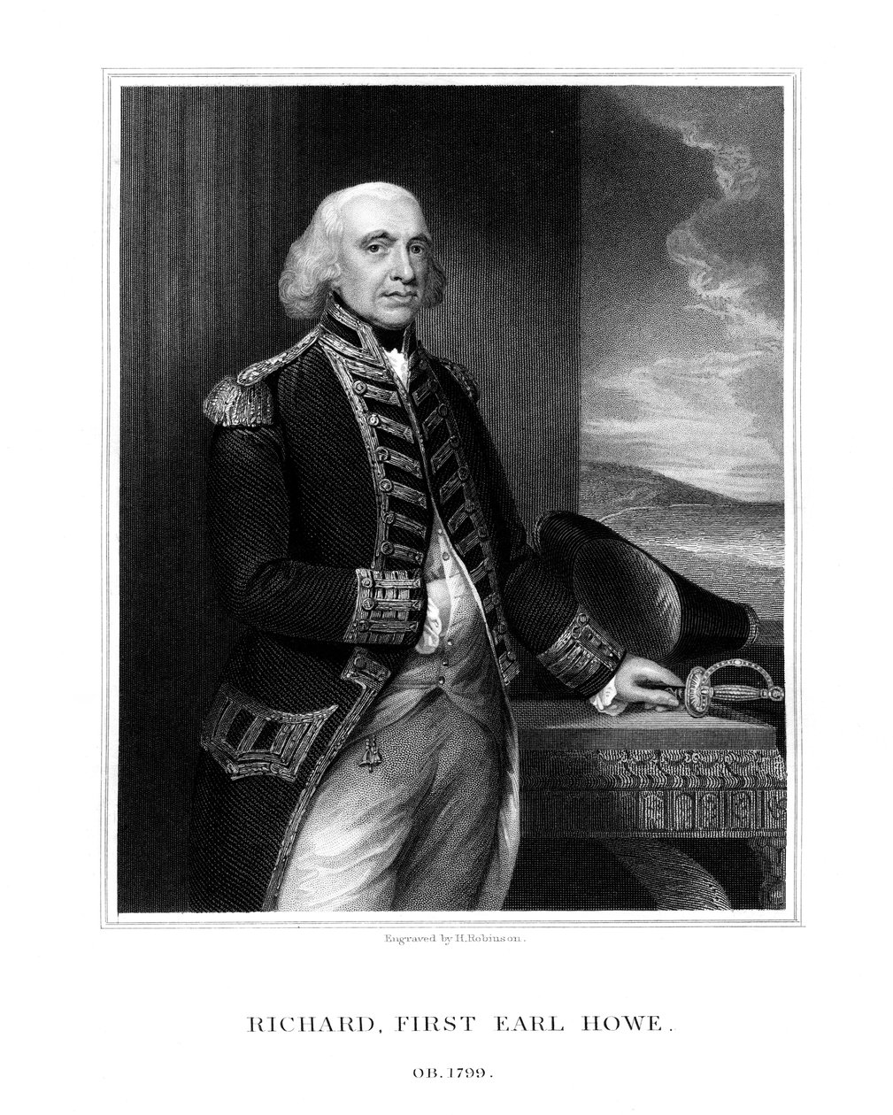 Richard Howe, 1er comte Howe, amiral britannique, 1832 - H. Robinson