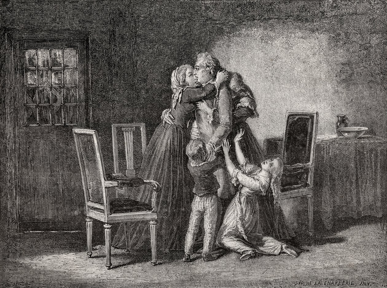 Les Adieux de la famille royale, 20 janvier 1793, gravé par Carbonneau, de 