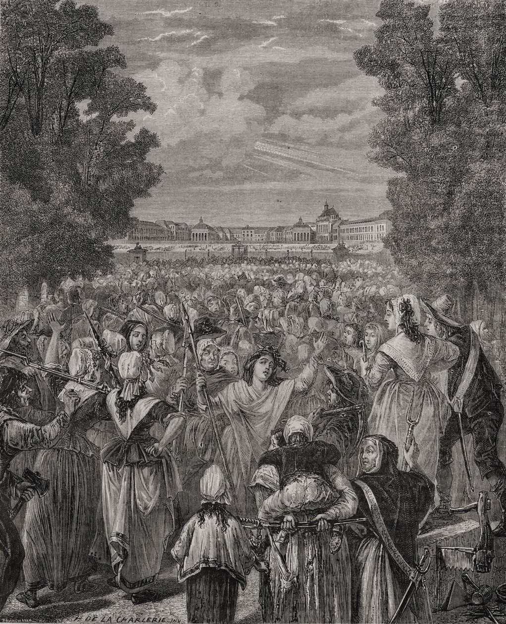 Les femmes marchent sur Versailles, 5-6 octobre 1789, gravé par Pannemaker-Ligny, de 