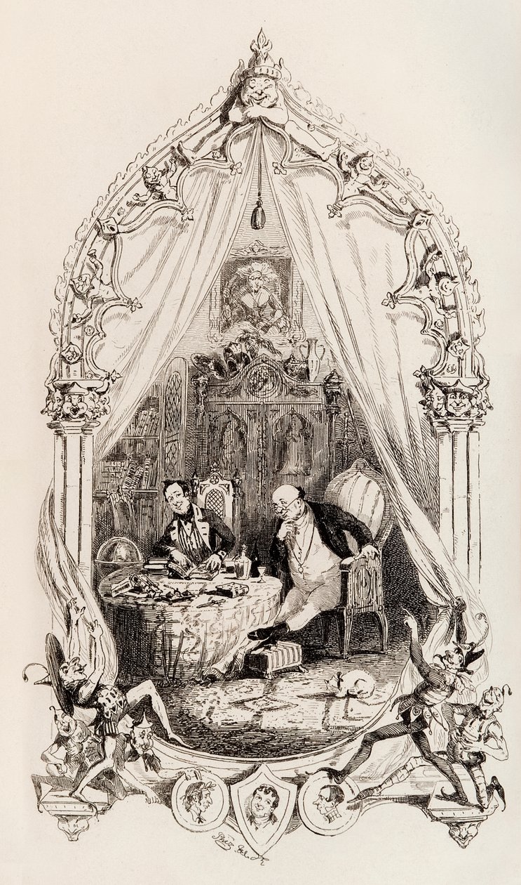 Frontispice des Papiers posthumes du Pickwick Club publié en 1837 - Hablot Knight Browne