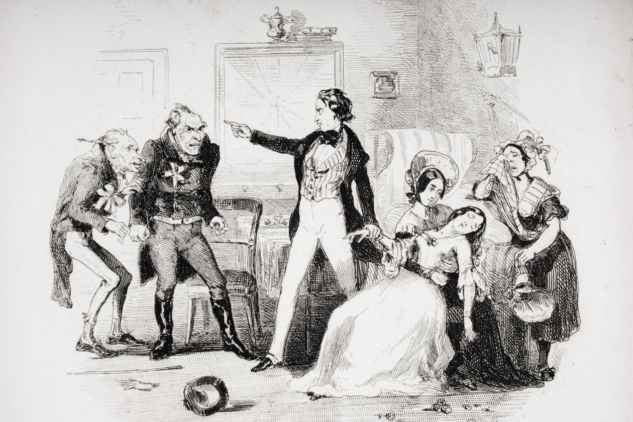 Nicholas félicite Arthur Gride le matin de son mariage, illustration de 