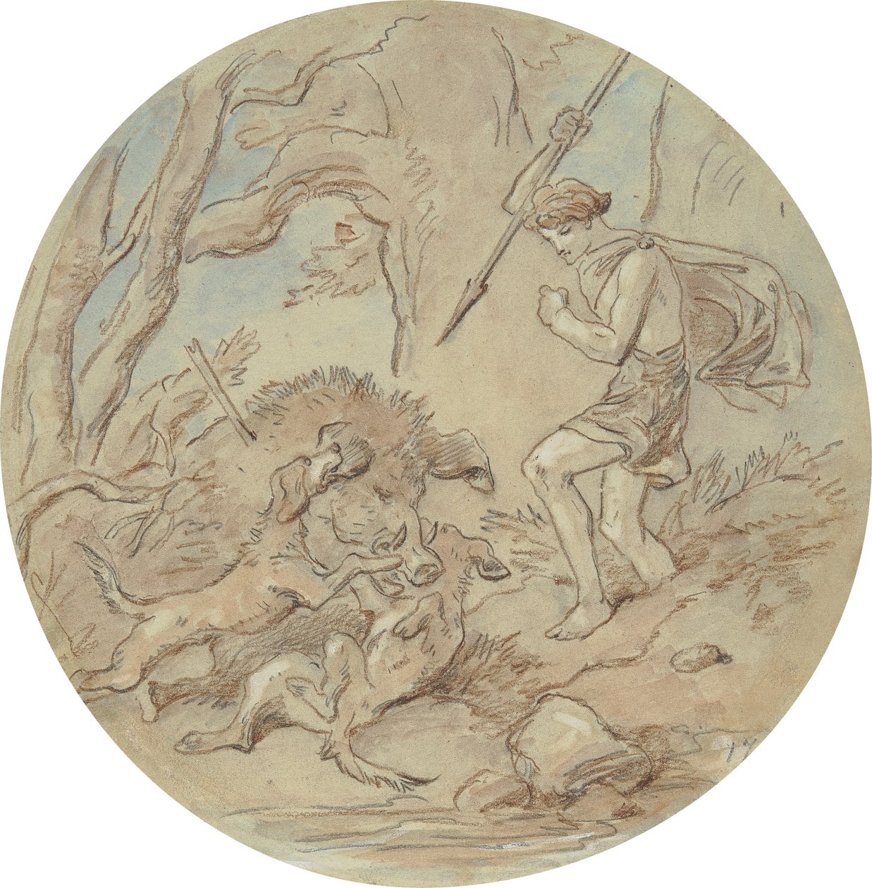 Un des dix-huit dessins pour une série de planches illustrant Vénus et Adonis - Hablot Knight Browne