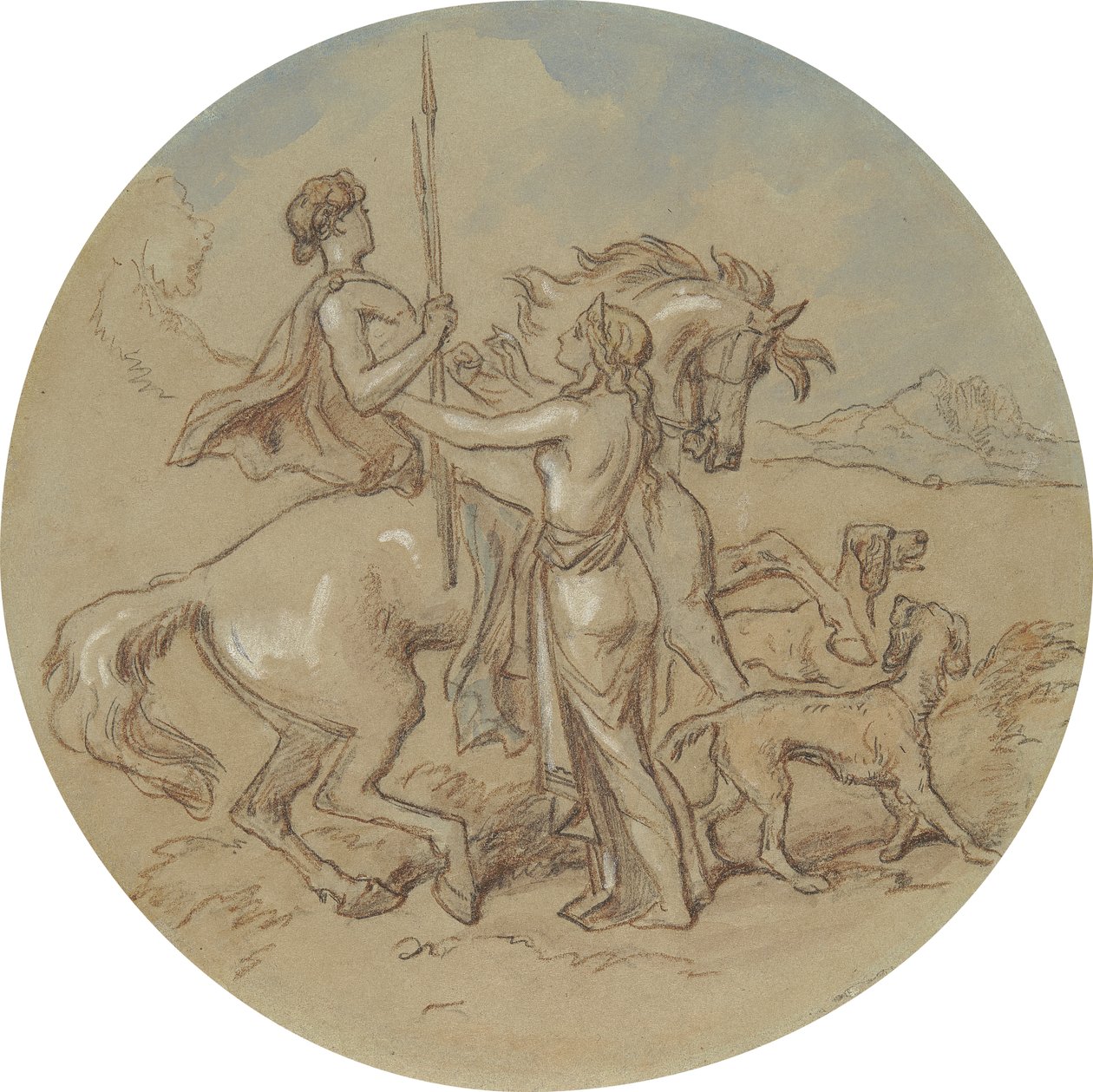 Un des dix-huit dessins pour une série de planches illustrant Vénus et Adonis - Hablot Knight Browne